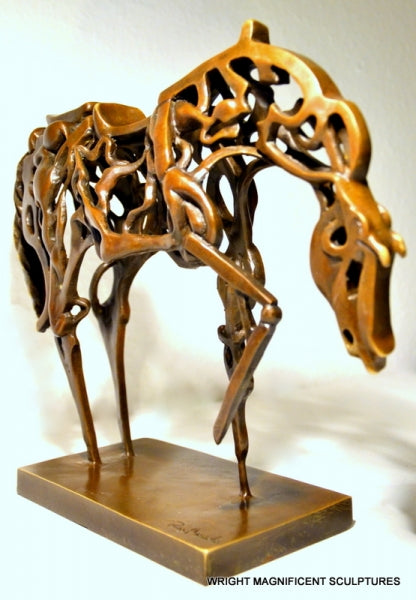 Surrealistisches Bronze Pferd El Caballo signiert Raymondo
