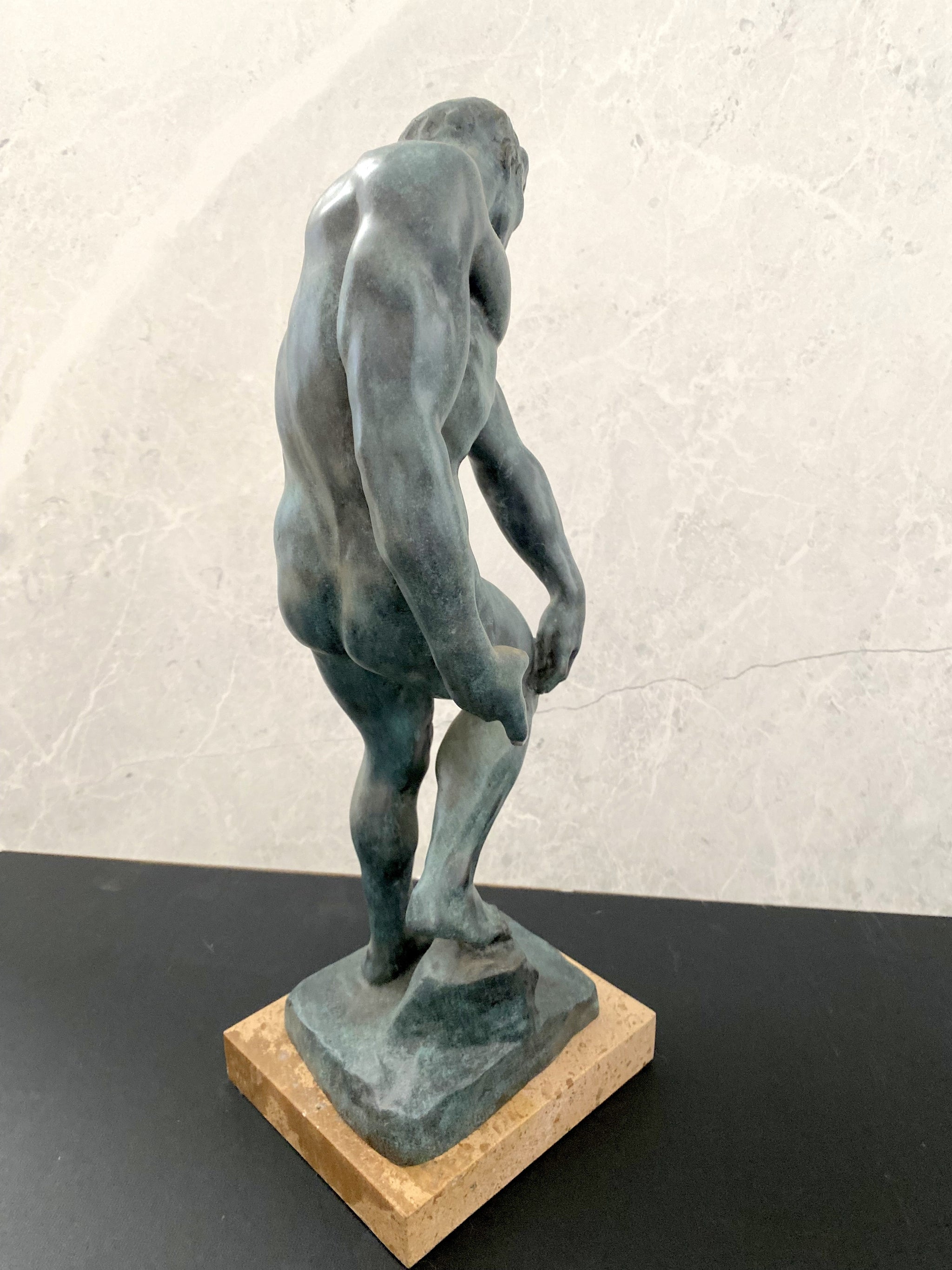 Bronzefigur - ADAM signiert Rodin in Bronze auf Marmorsockel