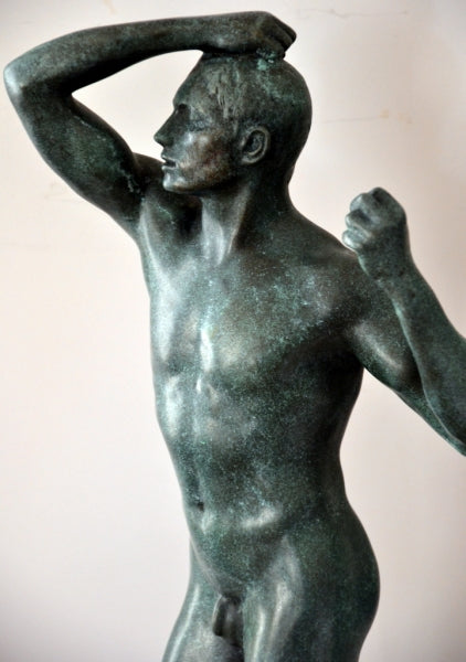 Figure en bronze - L'Age du Bronze - signée Rodin sur socle en marbre