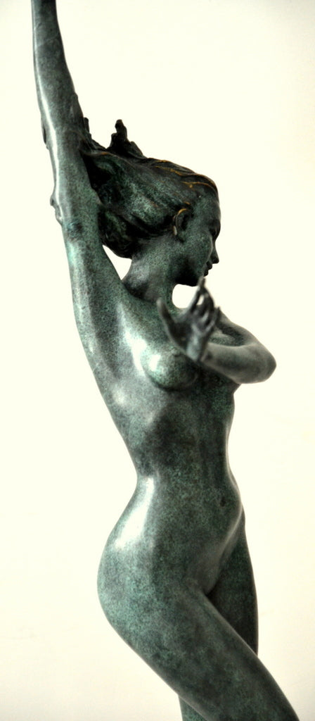 Jugendstil Akt -Bronzeskulptur signiert Frishmuth auf Marmorsockel