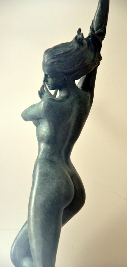 Jugendstil Akt -Bronzeskulptur signiert Frishmuth auf Marmorsockel