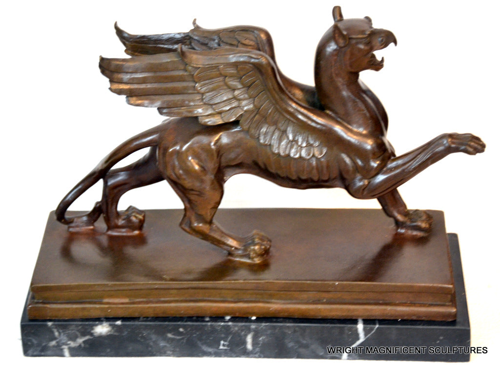 Figurine en bronze mythologique - Greif von Branitz sur socle en marbre