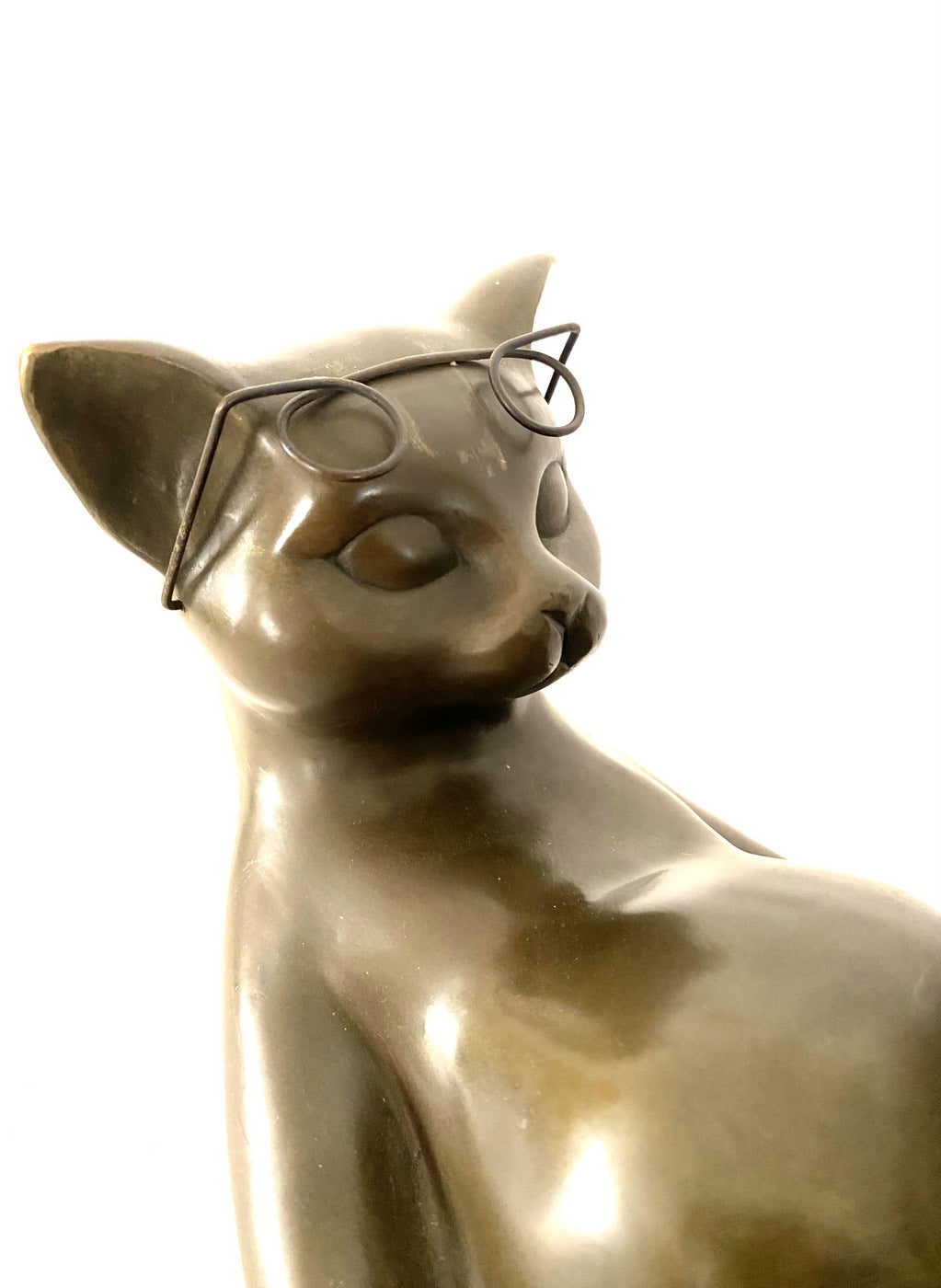 Animal ludique bronze couché chat en bronze lisant un livre serre-livres 3 kg