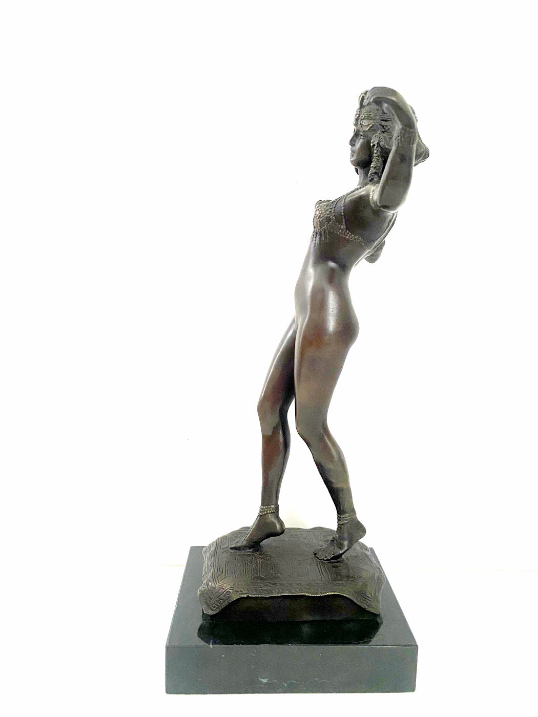 Art Déco - Figure érotique en bronze de danseuse orientale avec signature de l'artiste