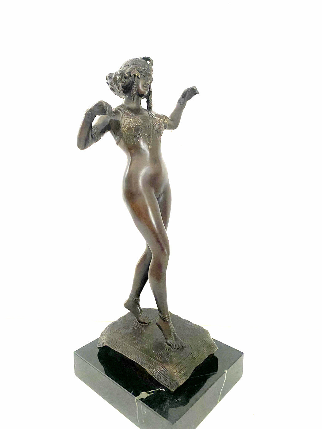 Art Déco - Figure érotique en bronze de danseuse orientale avec signature de l'artiste
