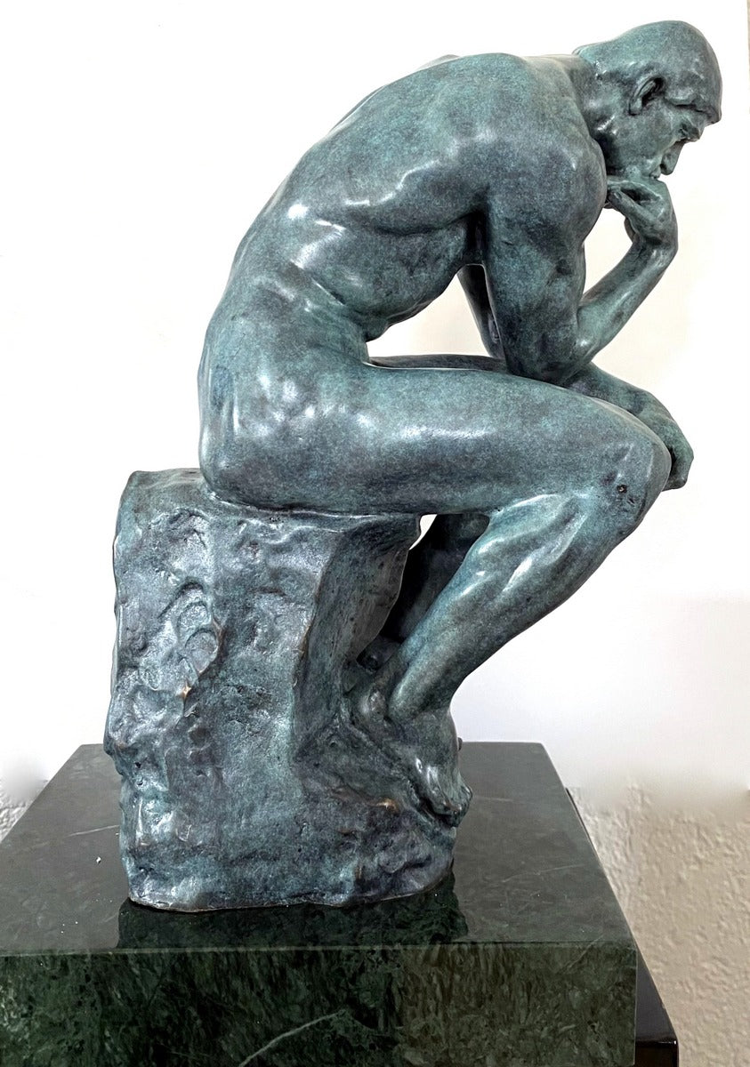 Art Moderne -Statue en Bronze - Le Penseur sur Socle en Marbre signée Rodin