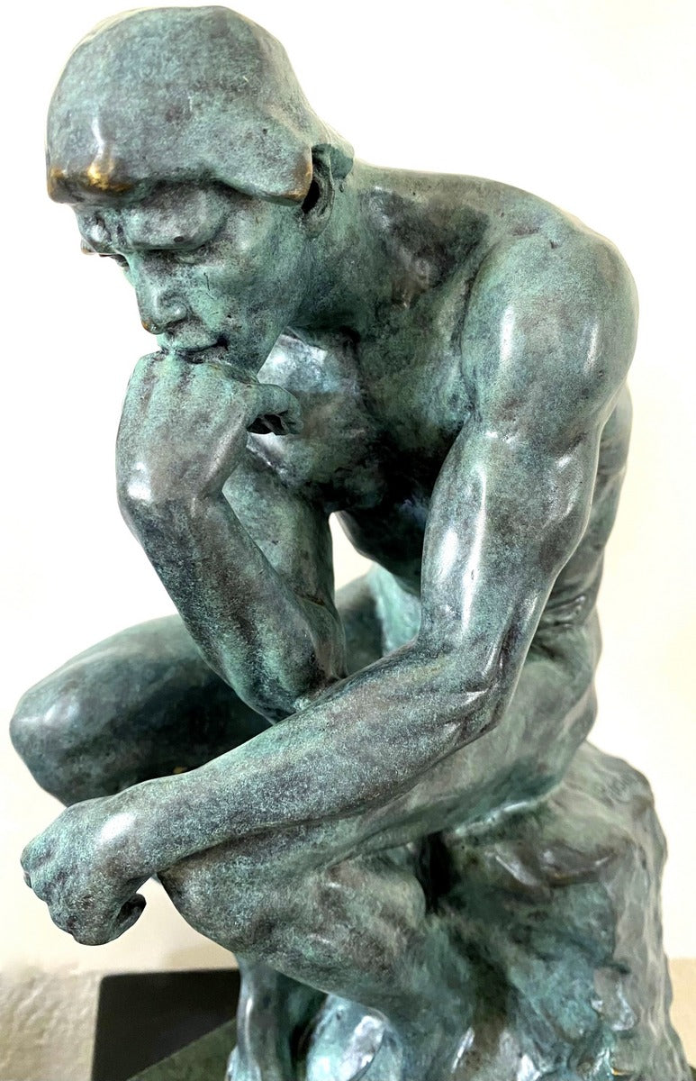 Art Moderne -Statue en Bronze - Le Penseur sur Socle en Marbre signée Rodin