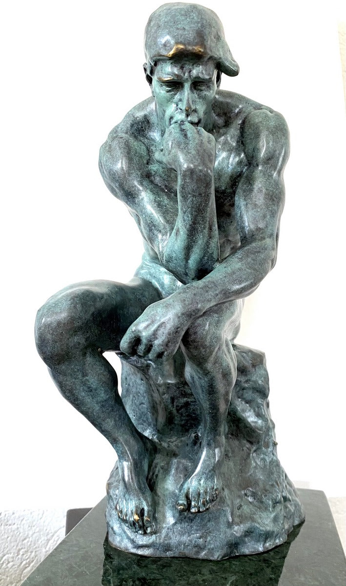 Art Moderne -Statue en Bronze - Le Penseur sur Socle en Marbre signée Rodin