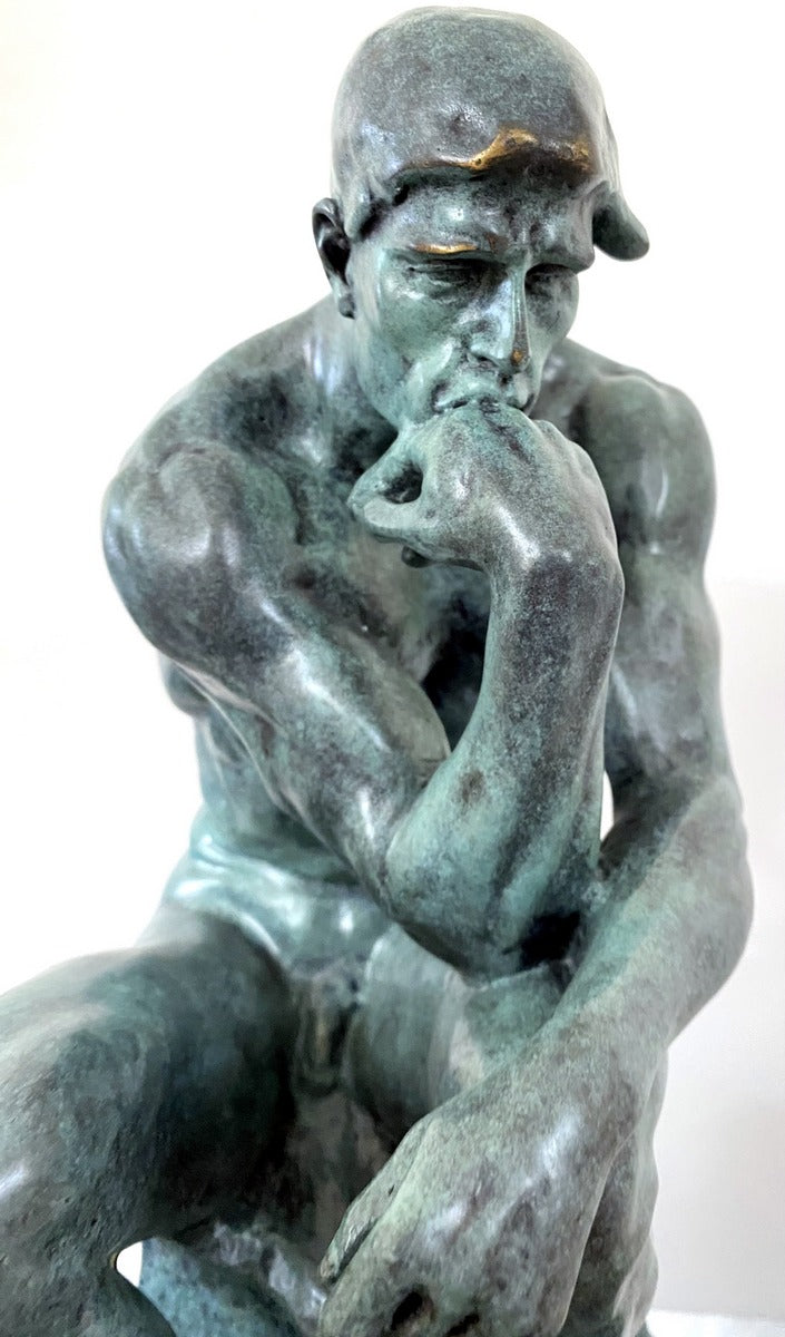 Art Moderne -Statue en Bronze - Le Penseur sur Socle en Marbre signée Rodin