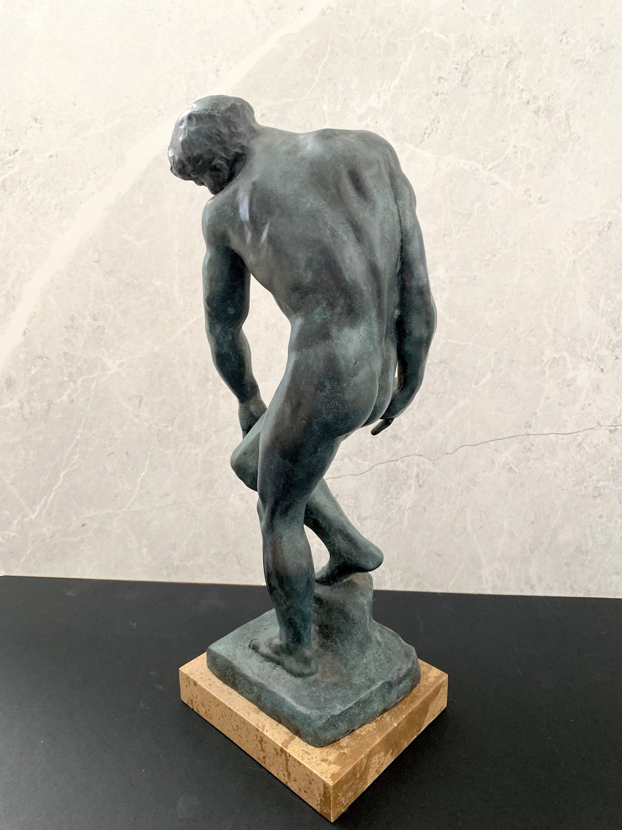 Bronzefigur - ADAM signiert Rodin in Bronze auf Marmorsockel