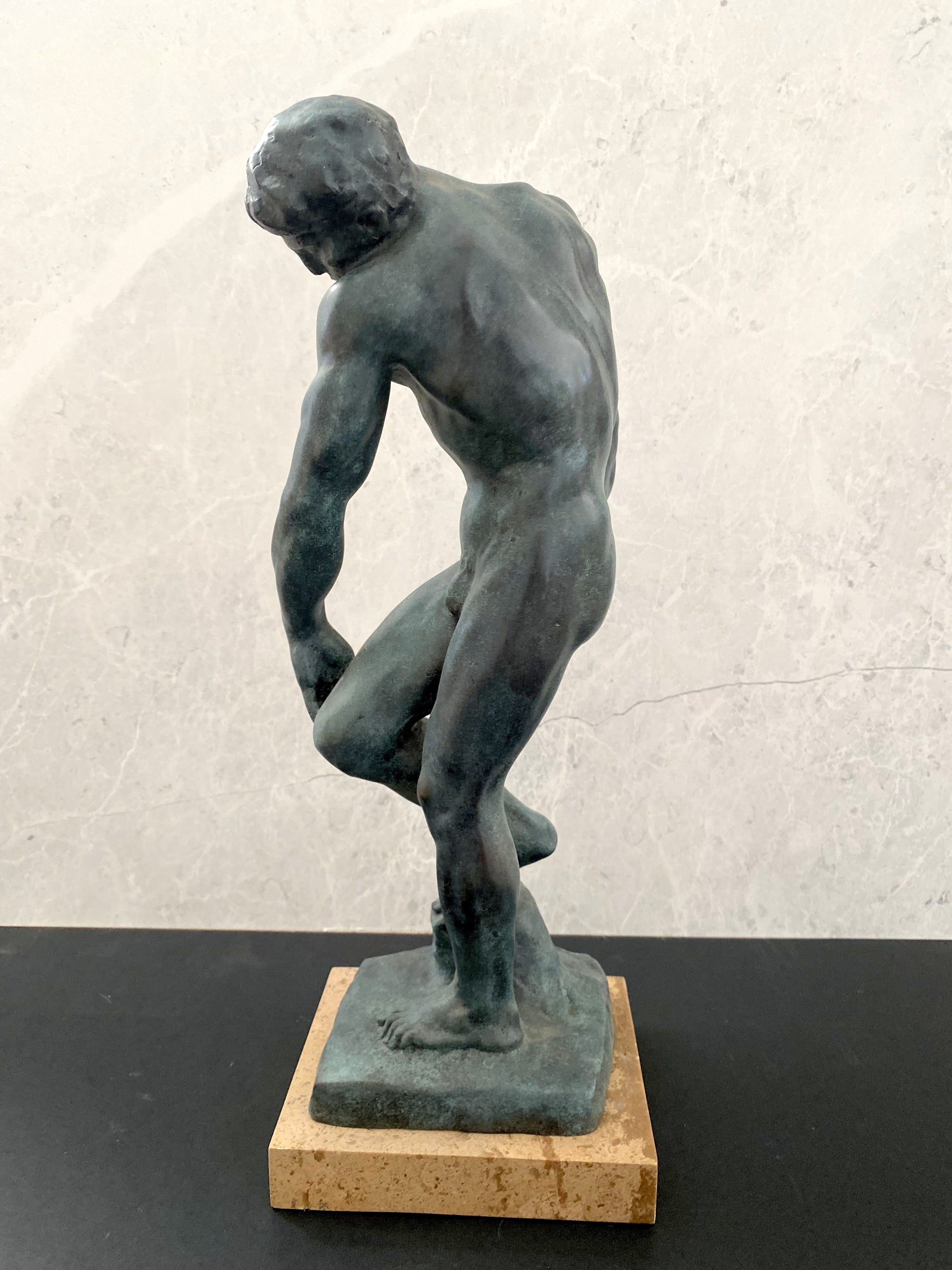 Bronzefigur - ADAM signiert Rodin in Bronze auf Marmorsockel