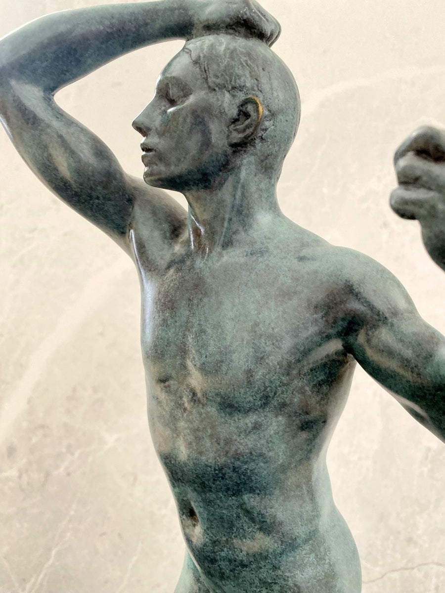 Figure en bronze - L'Age du Bronze - signée Rodin sur socle en marbre