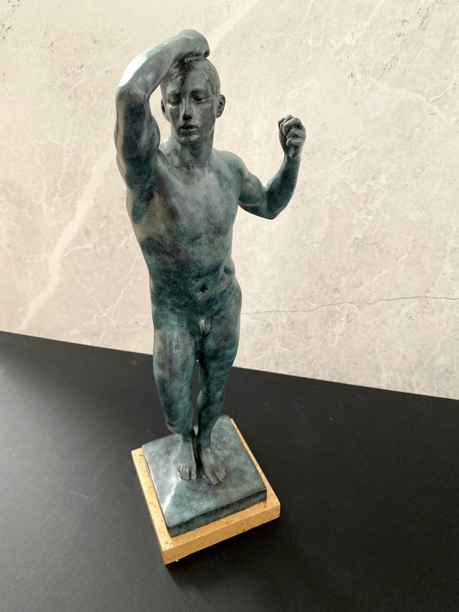 Figure en bronze - L'Age du Bronze - signée Rodin sur socle en marbre