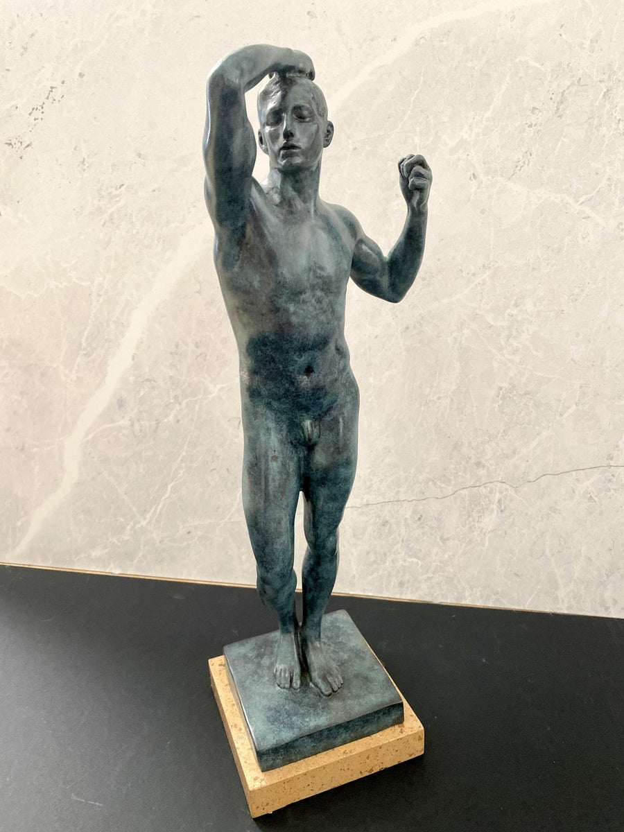 Figure en bronze - L'Age du Bronze - signée Rodin sur socle en marbre