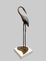 Reiherfigur aus Bronze – Vogel Skulptur mit Milo-Signatur