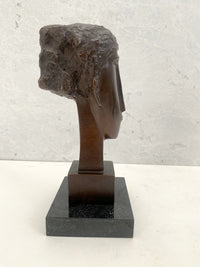 Moderne Kunst Modigliani Kopf Büste Bronzefigur mit Künstlersignatur auf Marmorsockel