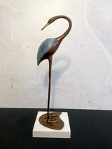 Reiherfigur aus Bronze – Vogel Skulptur mit Milo-Signatur