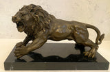 Tierfigur -Bronzefigur Majestätischer Löwe auf Marmorsockel mit Künstlersignatur