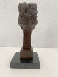Moderne Kunst Modigliani Kopf Büste Bronzefigur mit Künstlersignatur auf Marmorsockel