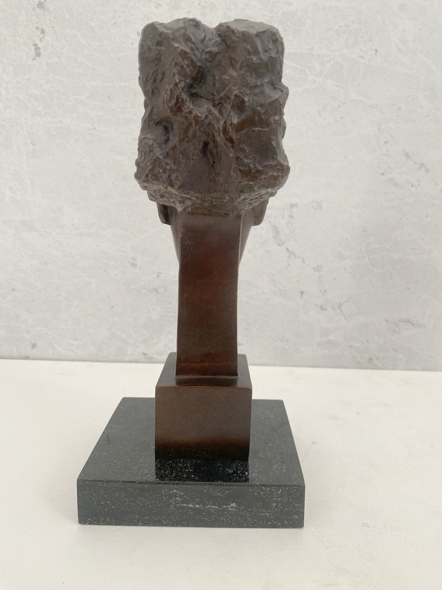 Moderne Kunst Modigliani Kopf Büste Bronzefigur mit Künstlersignatur auf Marmorsockel