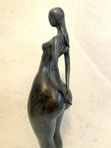 Bronzefigur-72 cm hoher Bronze Akt von Milo mit Künstlersignatur auf Marmorsockel