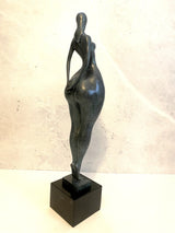 Bronzefigur-72 cm hoher Bronze Akt von Milo mit Künstlersignatur auf Marmorsockel