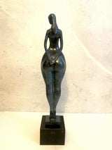 Bronzefigur-72 cm hoher Bronze Akt von Milo mit Künstlersignatur auf Marmorsockel