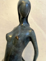 Bronzefigur-72 cm hoher Bronze Akt von Milo mit Künstlersignatur auf Marmorsockel