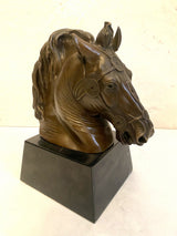 Tierfigur- Bronzeskulptur- Bronze Pferd Büste  auf Marmorsockel
