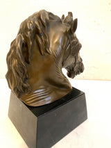 Tierfigur- Bronzeskulptur- Bronze Pferd Büste  auf Marmorsockel