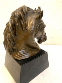 Tierfigur- Bronzeskulptur- Bronze Pferd Büste  auf Marmorsockel