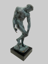 Adam Figur aus Bronze – Bronzeskulptur nach Auguste Rodin mit türkisfarbener Patina
