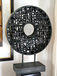 Abstract Bronze Sculpture Circular Representation with Artist Signature