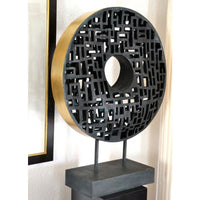 Abstract Bronze Sculpture Circular Representation with Artist Signature