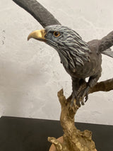 Bronzefigur -Tierfigur -Bronze Adler auf Marmorsockel mit Künstlersignatur