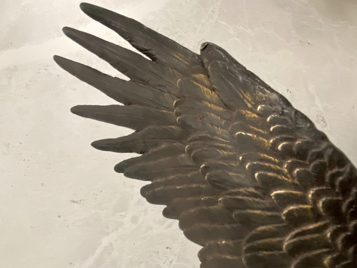 Bronzefigur -Tierfigur -Bronze Adler auf Marmorsockel mit Künstlersignatur