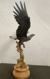 Bronzefigur -Tierfigur -Bronze Adler auf Marmorsockel mit Künstlersignatur