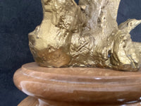 Bronzefigur -Tierfigur -Bronze Adler auf Marmorsockel mit Künstlersignatur