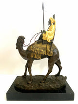 Orient Bronzefigur Beduine mit Kamel nach Franz Bergmann auf Marmor- Blattgold