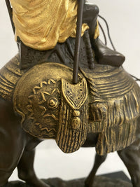 Orient Bronzefigur Beduine mit Kamel nach Franz Bergmann auf Marmor- Blattgold