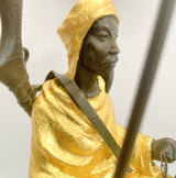 Orient Bronzefigur Beduine mit Kamel nach Franz Bergmann auf Marmor- Blattgold