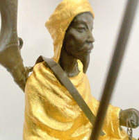 Orient Bronzefigur Beduine mit Kamel nach Franz Bergmann auf Marmor- Blattgold
