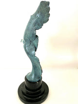 Bronze figure Flying Eagle made of bronze with artist signature on marble base