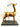 Goldener Hirsch auf Marmorsockel – Bronze Hirsch Figur mit silberfarbenem Geweih