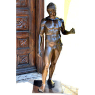 Grande figurine en bronze guerrier mythologie grecque sur plaque de bronze 30 kg