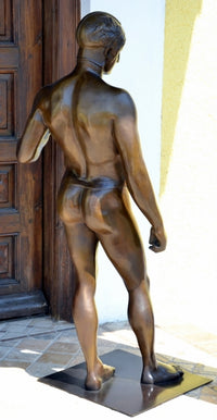 Große Bronzefigur  Krieger-Griechische Mythologie auf Bronzeplatte 30 kg