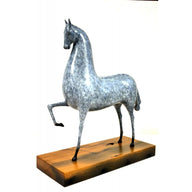 Bronze Pferd auf  Holzsockel in grünlich-blauer Patina finished als Nachguss  Elie Nadelman