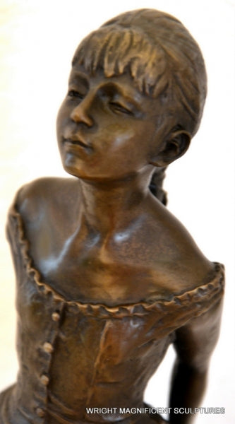 Young Ballerina in Bronze signed Degas on marble plate