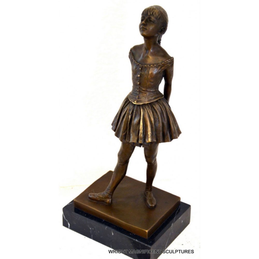 Young Ballerina in Bronze signed Degas on marble plate