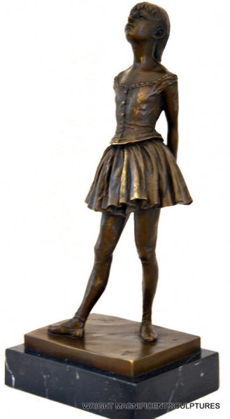 Junge Ballerina in Bronze signiert Degas auf Marmorplatte